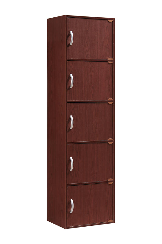 Hodedah 5-Shelf, 5-Door Multipurpose Cabinet, Multiple Colors