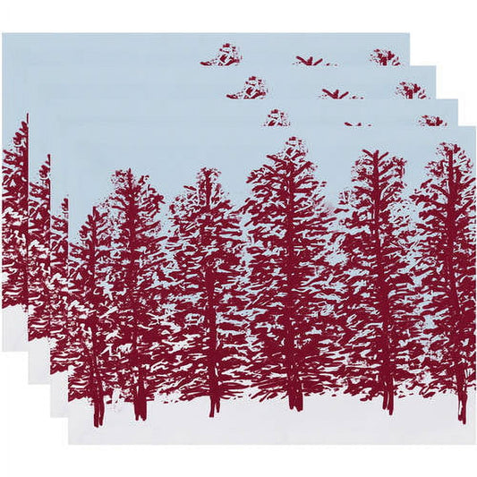 Holiday Essence Hidden Forrest Floral Print Placemats, Set of 4
