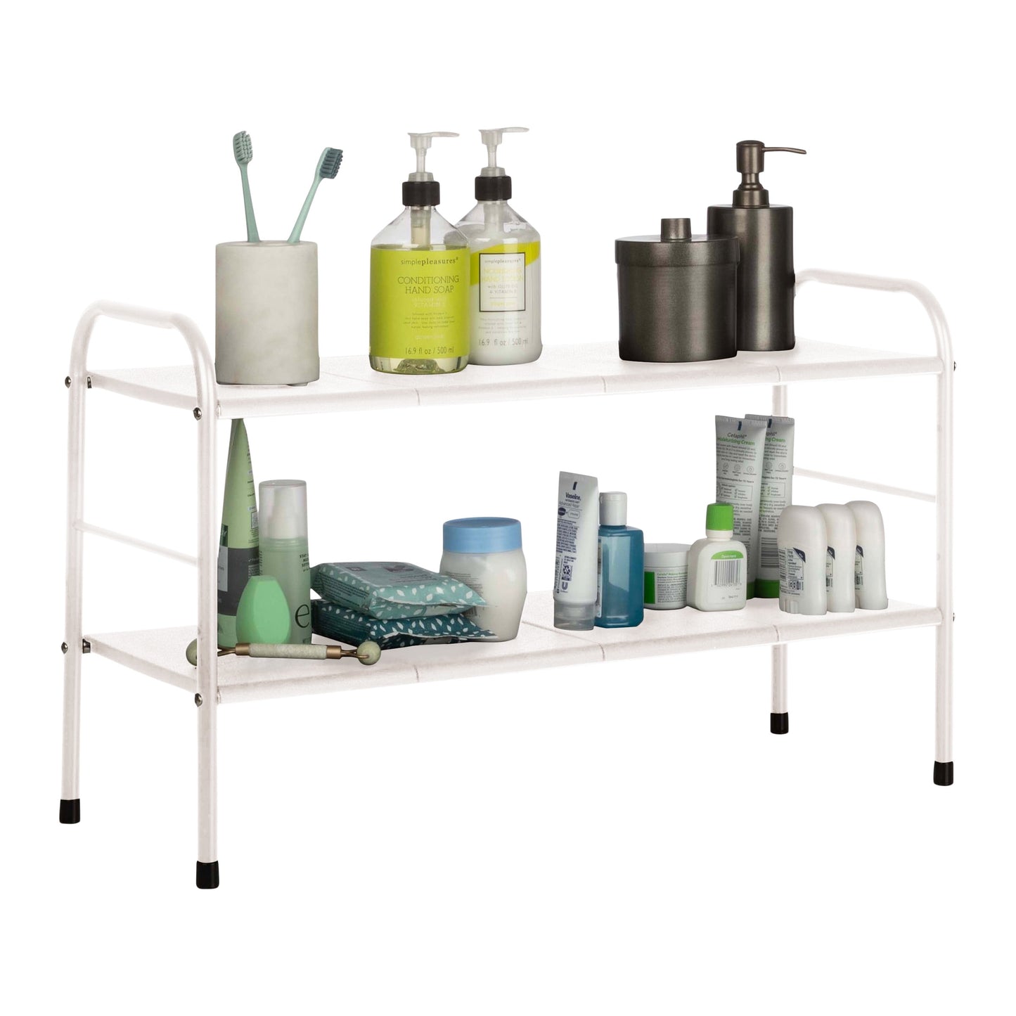 Home-Complete 2 Tier Under Sink Organizer with 8 Removable Panels (White)