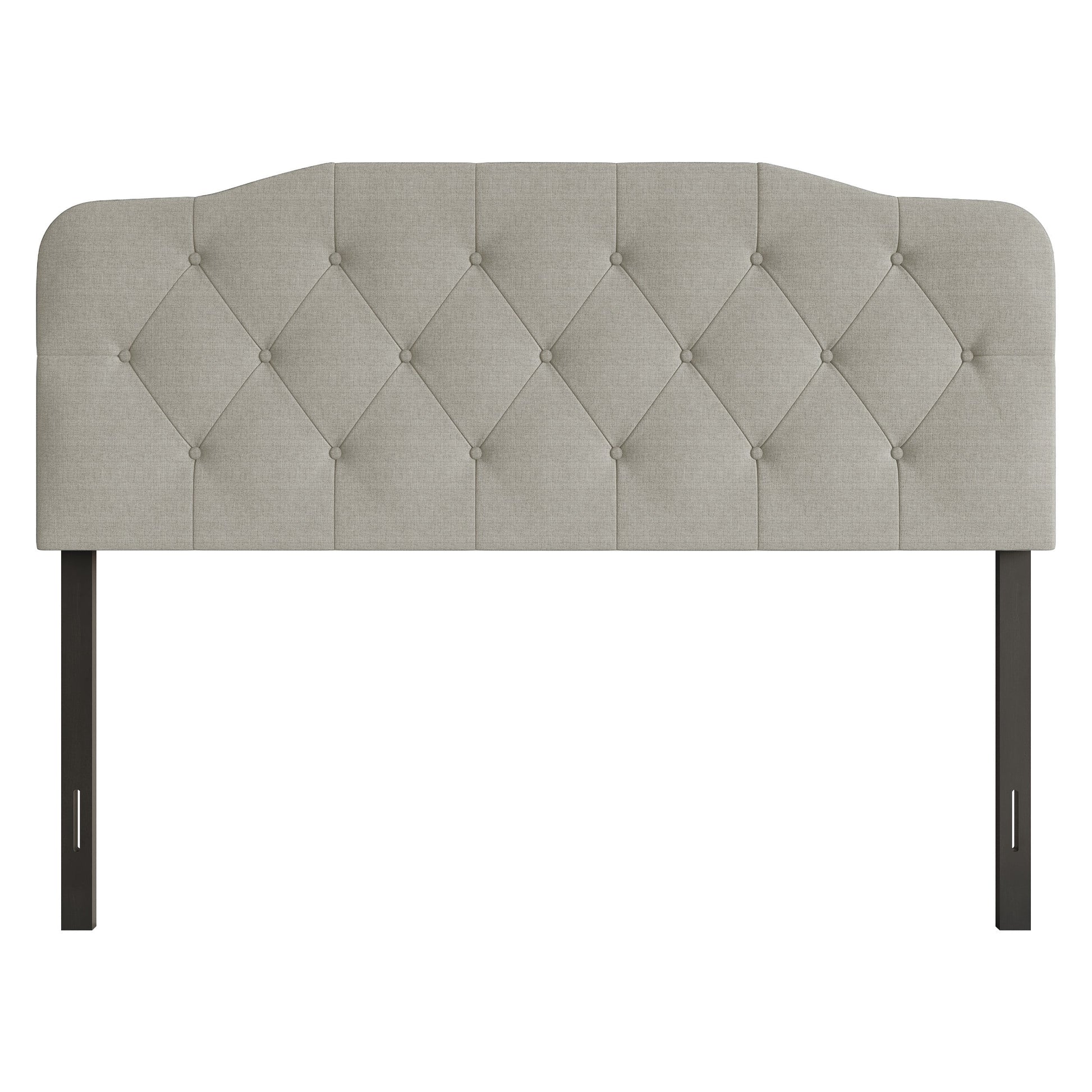 Home Design Angela Queen Button-Tufted Upholstered Headboard with Adjustable Height and Foam Padding, Warm Grey, Easy assembly