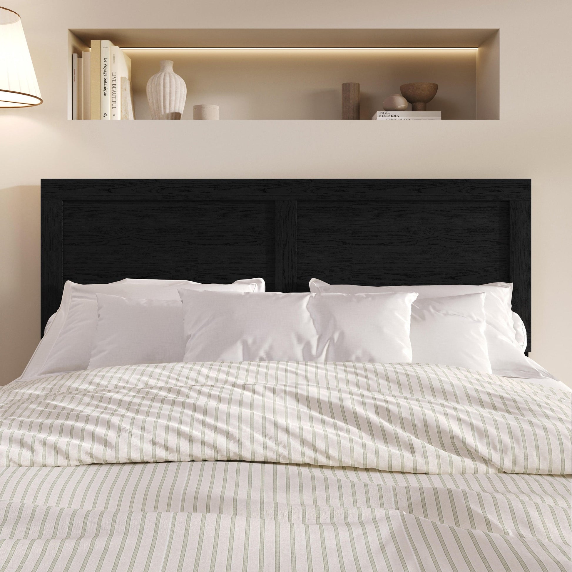 Home Design Yakima Full Headboard with Farmhouse Design, Black, Adjustable Height, Easy Assembly