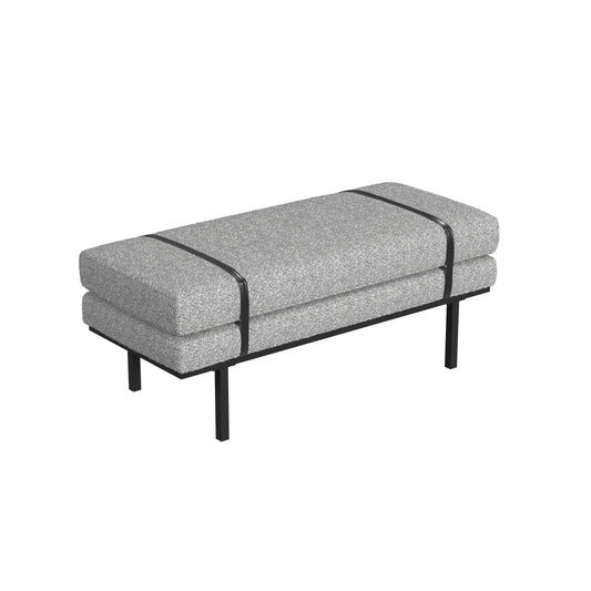 HomePop Modern Industrial Upholstered Bench with Metal Base, 46"W x 20"D x 18"H, White Boucle/Black