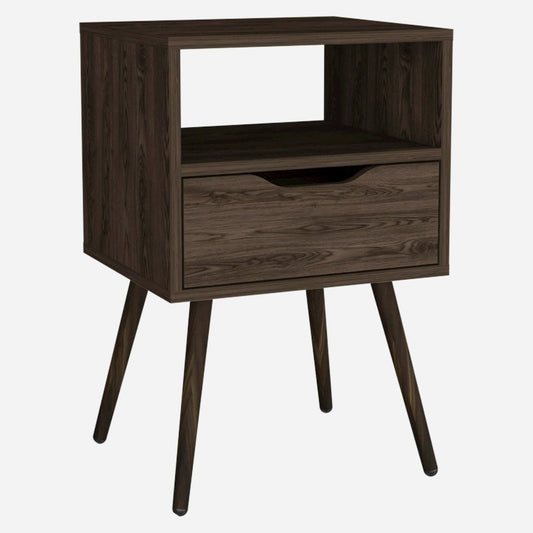HomeRoots 25" Brown One Drawer Faux Wood Nightstand