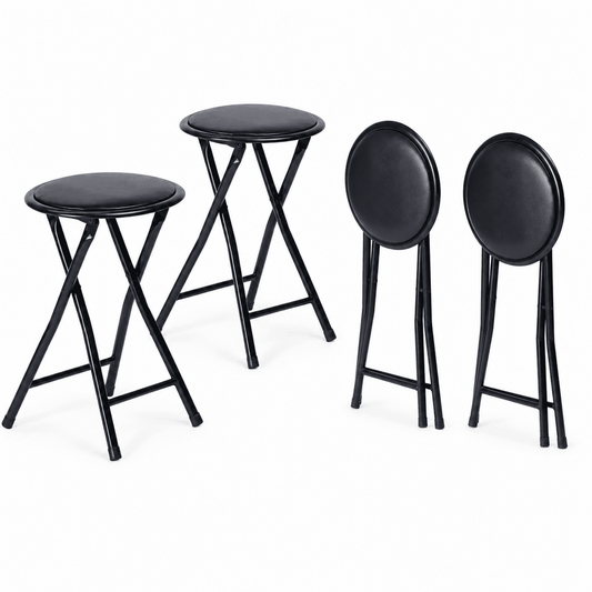 Homy Casa 4 Pack Folding Stackable Chair, Metal Stools for Classroom, Kitchen Craft Room, Black