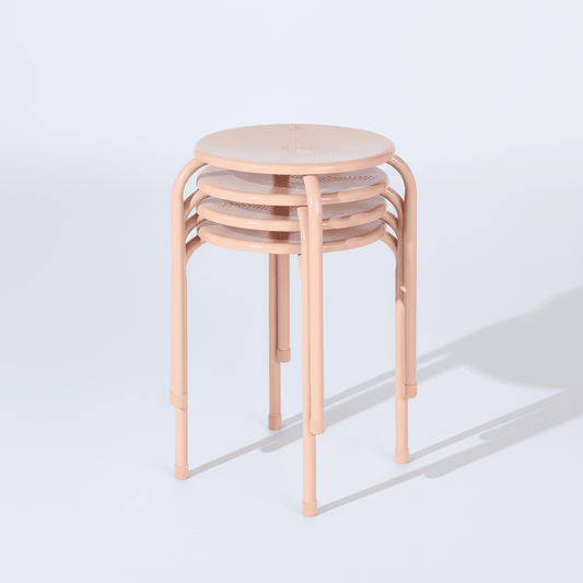 Homy Casa Folding Stackable Chair Set of 4, Metal Stools for Classroom, Kitchen Craft Room, Pink