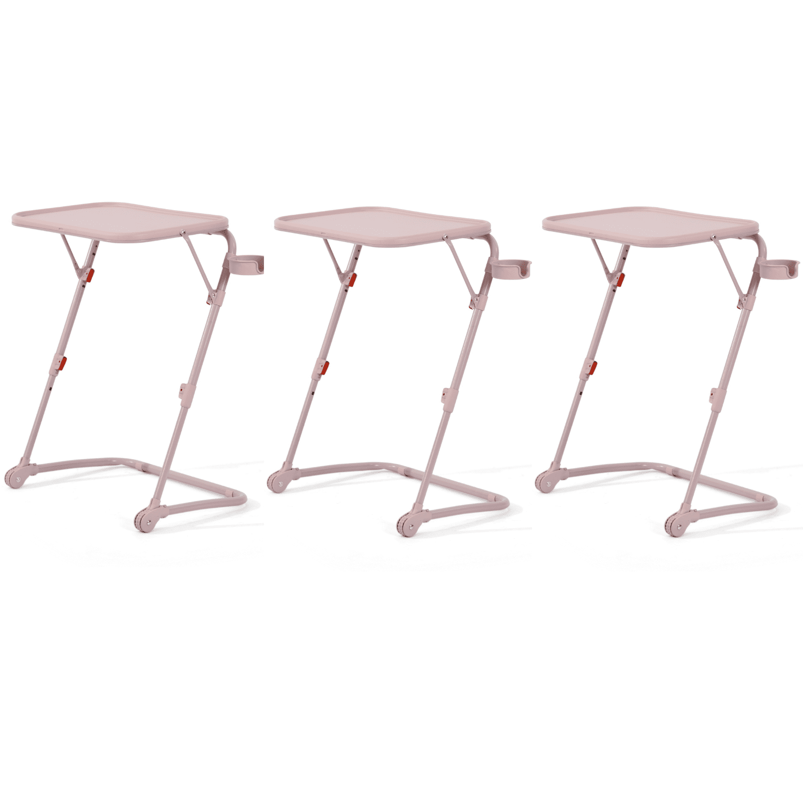 Homy Casa Folding TV Tray Table with Cup Holder, Adjustable Snack Table for Bed, Sofa, Couch, Pink