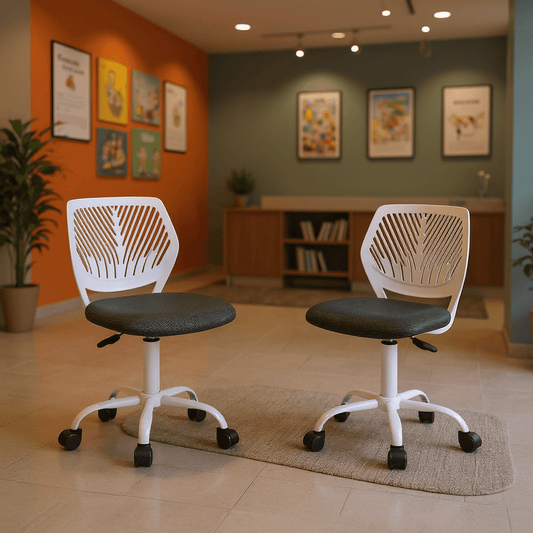 Homy Casa School Student Desk Chair Set of 2, Ergonomic Classroom Task Chairs, Black & White