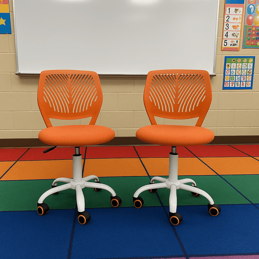 Homy Casa School Student Desk Chair Set of 2, Ergonomic Classroom Task Chairs, Citrus Orange