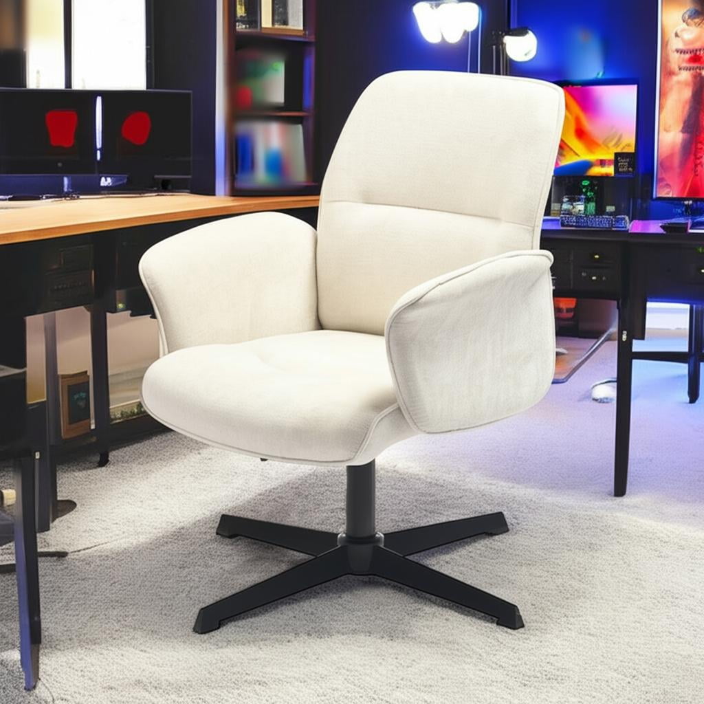 Homy Casa Silla Giratoria para Juegos, SillÃ³n de Oficina Tapizado para Entretenimiento por Computadora, Crema