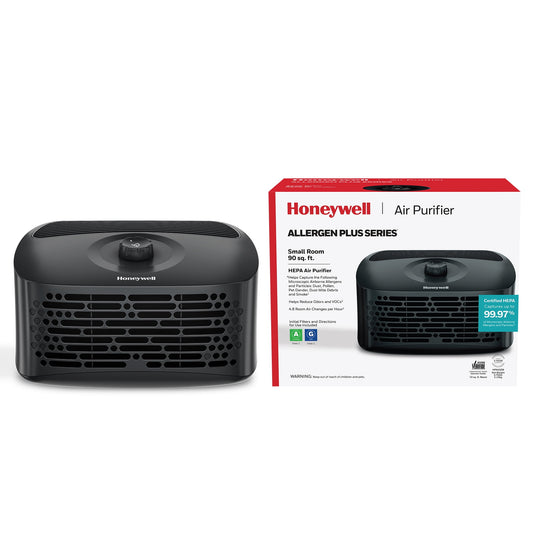 Honeywell Tabletop Air Purifier, HPA020B, 90 Sq ft, HEPA-Type Filter, Smoke, Pollen, Dust Reducer