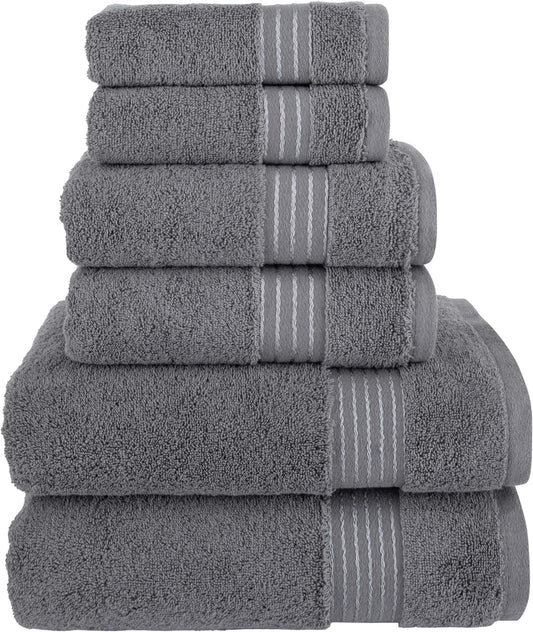 Hotel Quality Turkish Towel Set for Bathroom (6 Pcs Towel Set), Grey
