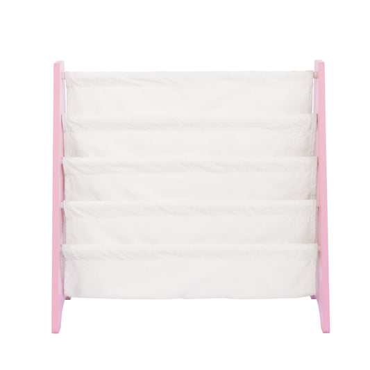 Humble Crew Kids and Toddler Bookcase 4 Tier Book Storage, Pink/White