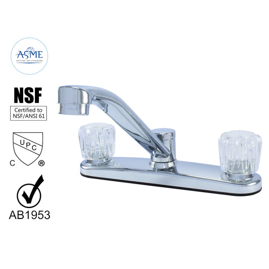 Hybrid Metal Deck Faucet with Double Handle and Washerless Cartridge