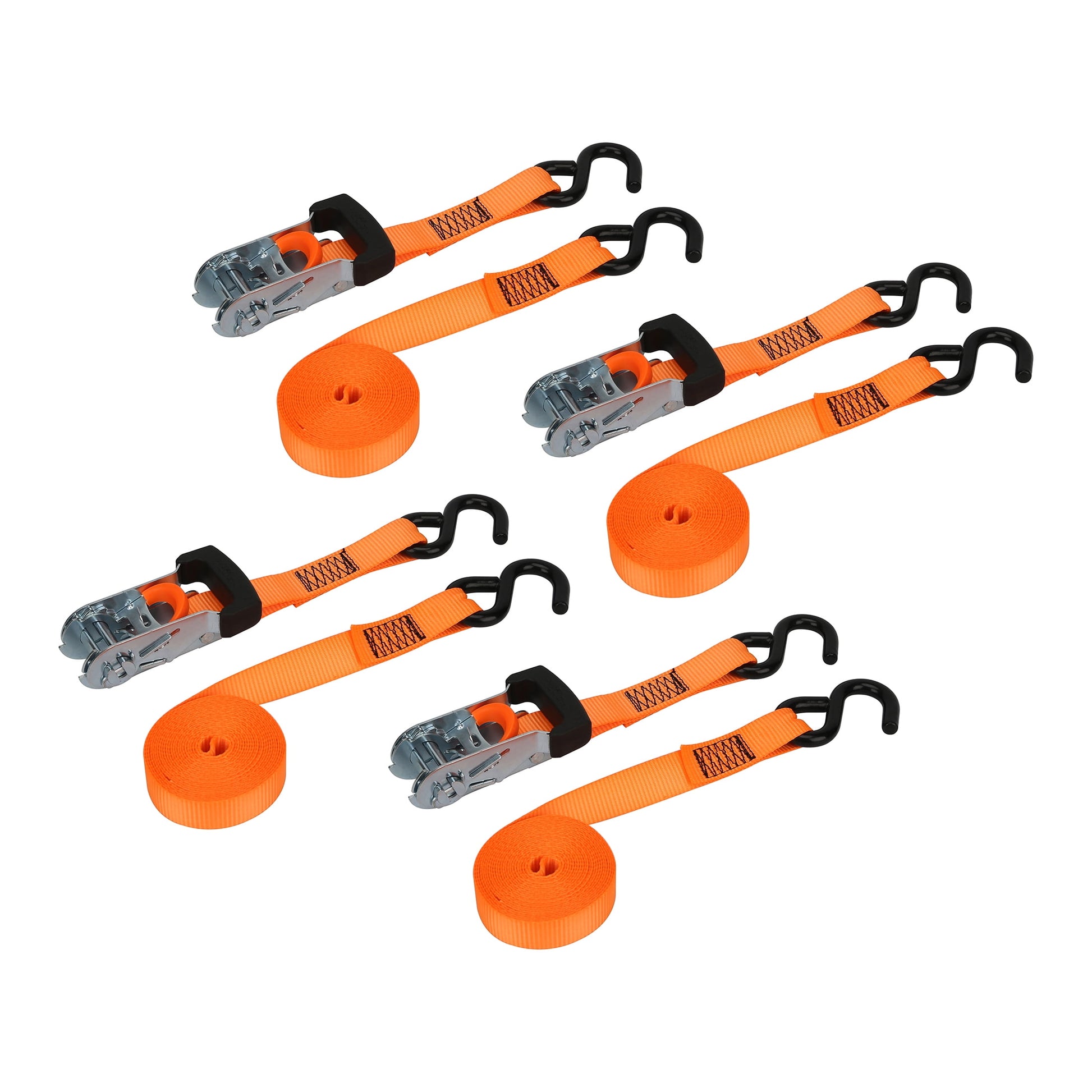 Hyper Tough 1â€x14' Tie-Downs Ratchet 1,000lbs Work Load with â€œSâ€ Hooks 4 - Pack