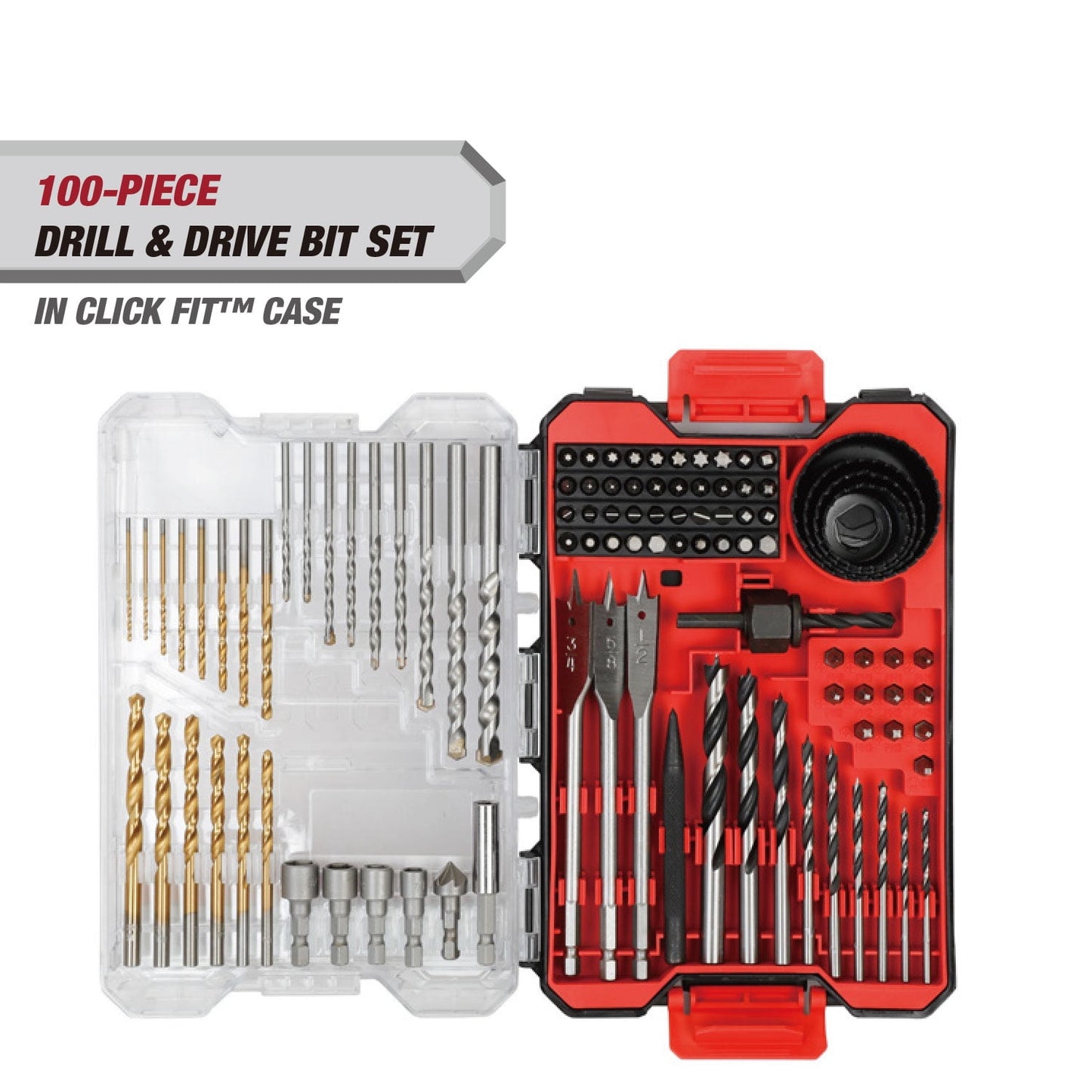 Hyper Tough 100-Piece Drill and Drive Bit Set in Click Fit Case