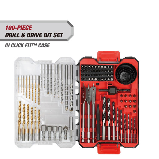 Hyper Tough 100-Piece Drill and Drive Bit Set in Click Fit Case