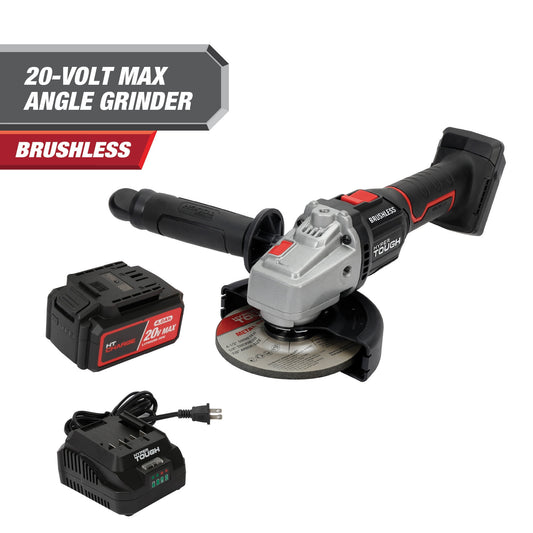 Hyper Tough 20V Max Brushless 4.5-inch Cordless Angle Grinder with 4.0Ah Lithium-Ion Battery and Charger
