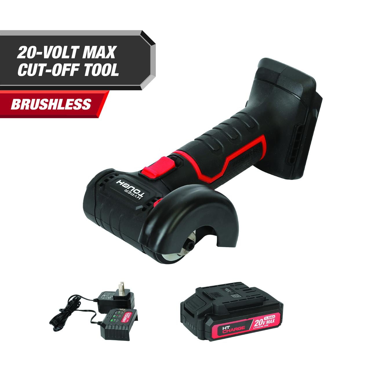Hyper Tough 20V Max Brushless Cordless Cut-Off Tool with 1.5Ah Lithium-Ion Battery and Charger