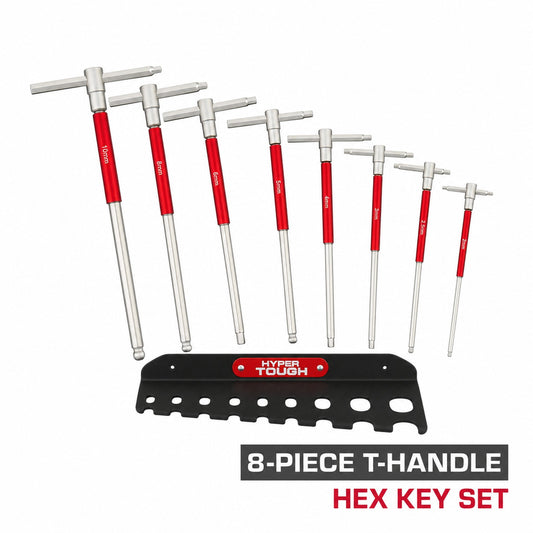 Hyper Tough Heavy-Duty T-Handle Hex Key Set, 8 Pieces