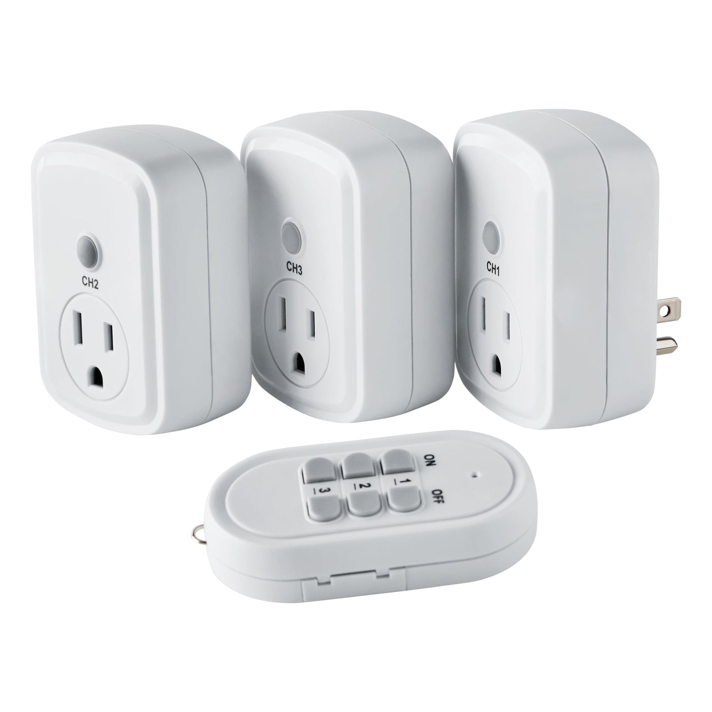 Hyper Tough Control Remoto InalÃ¡mbrico para Interiores, Paquete de 3, 1 Toma, Blanco