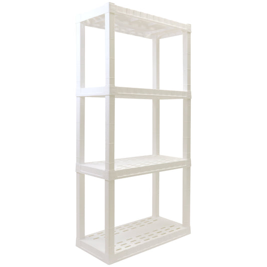 Hyper Tough Plastic Shelving Unit Storage Shelf 4-Tier 56"H x 14"D x 30"W White 400 lbs