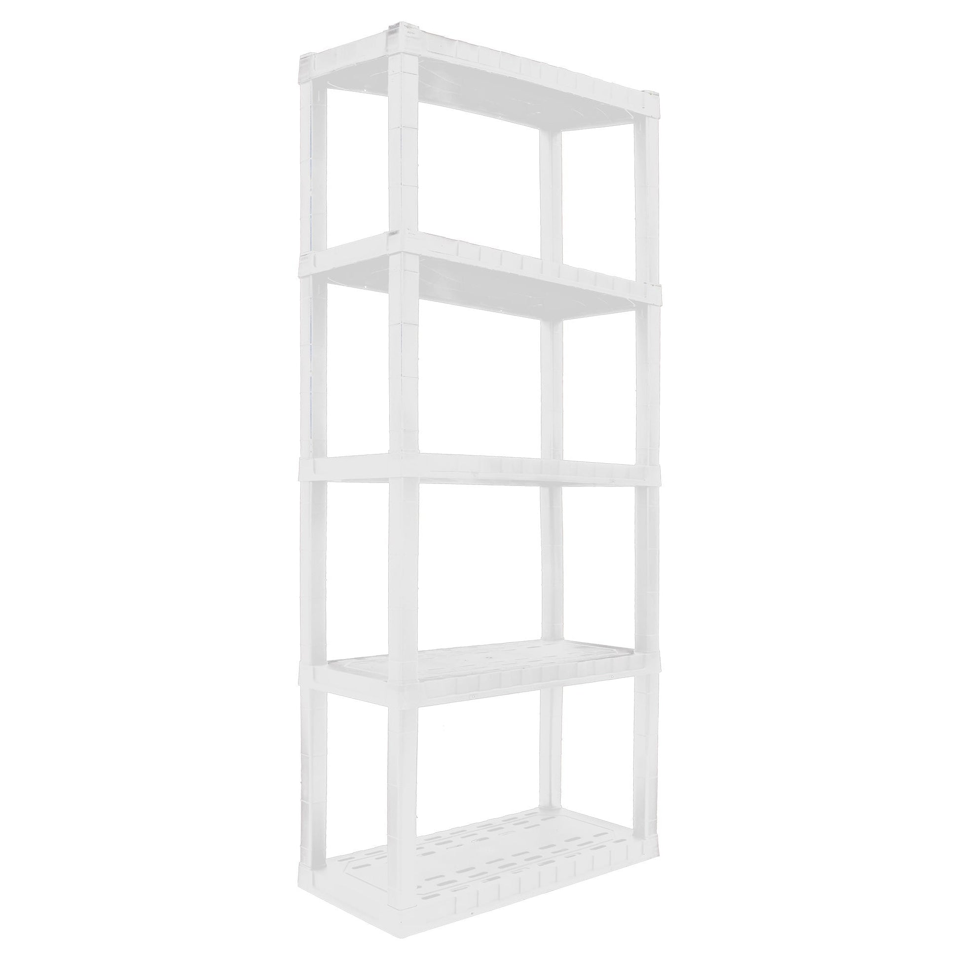Hyper Tough Plastic Shelving Unit Storage Shelf 5-Tier White 75"H x 30"W x 14"D 500 lbs