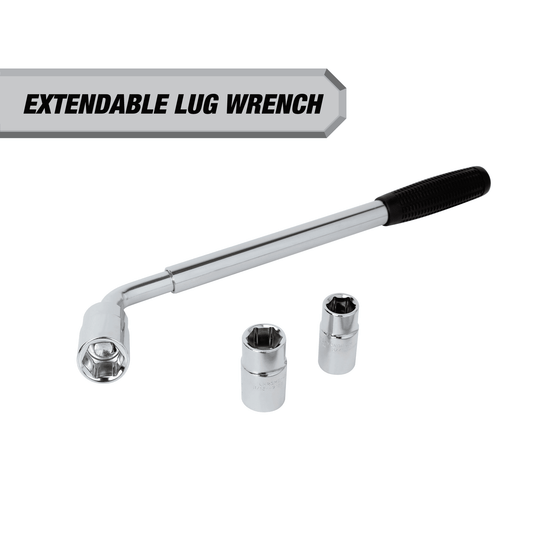 Hyper Tough Heavy Duty Extendable Lug Wrench, 15 to 22-inch Tire Iron, Chrome
