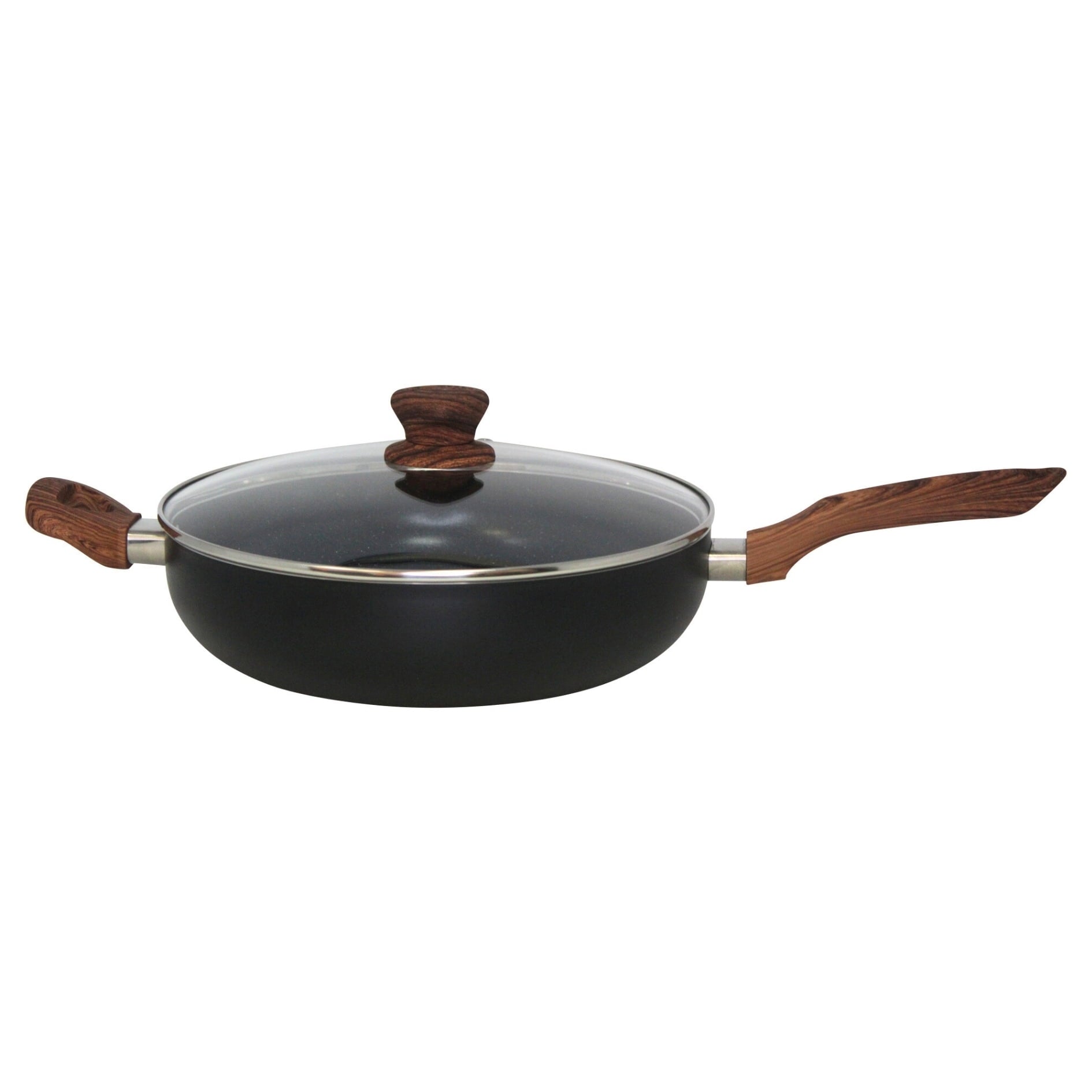 IMUSA 4.0 Qt Madera Speckled Black Ceramic Jumbo Cooker with Cool Touch Wood Look Handles