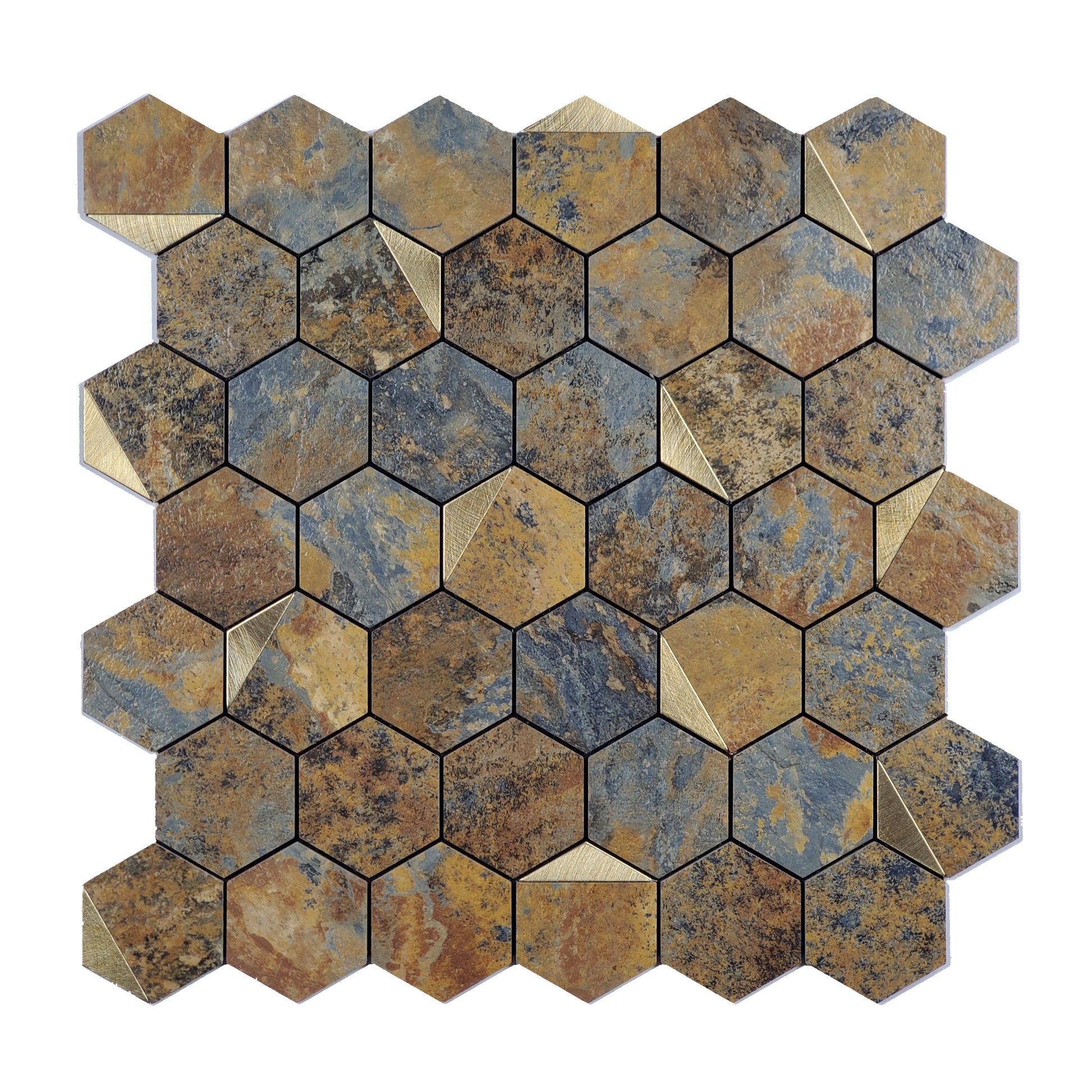 Illusso Nebo 11.89 in. x 11.73 in. x 0.125 in. Multicolor Aluminum Composite Panel and Stone Plastic Composite Peel & Stick Wall Tile