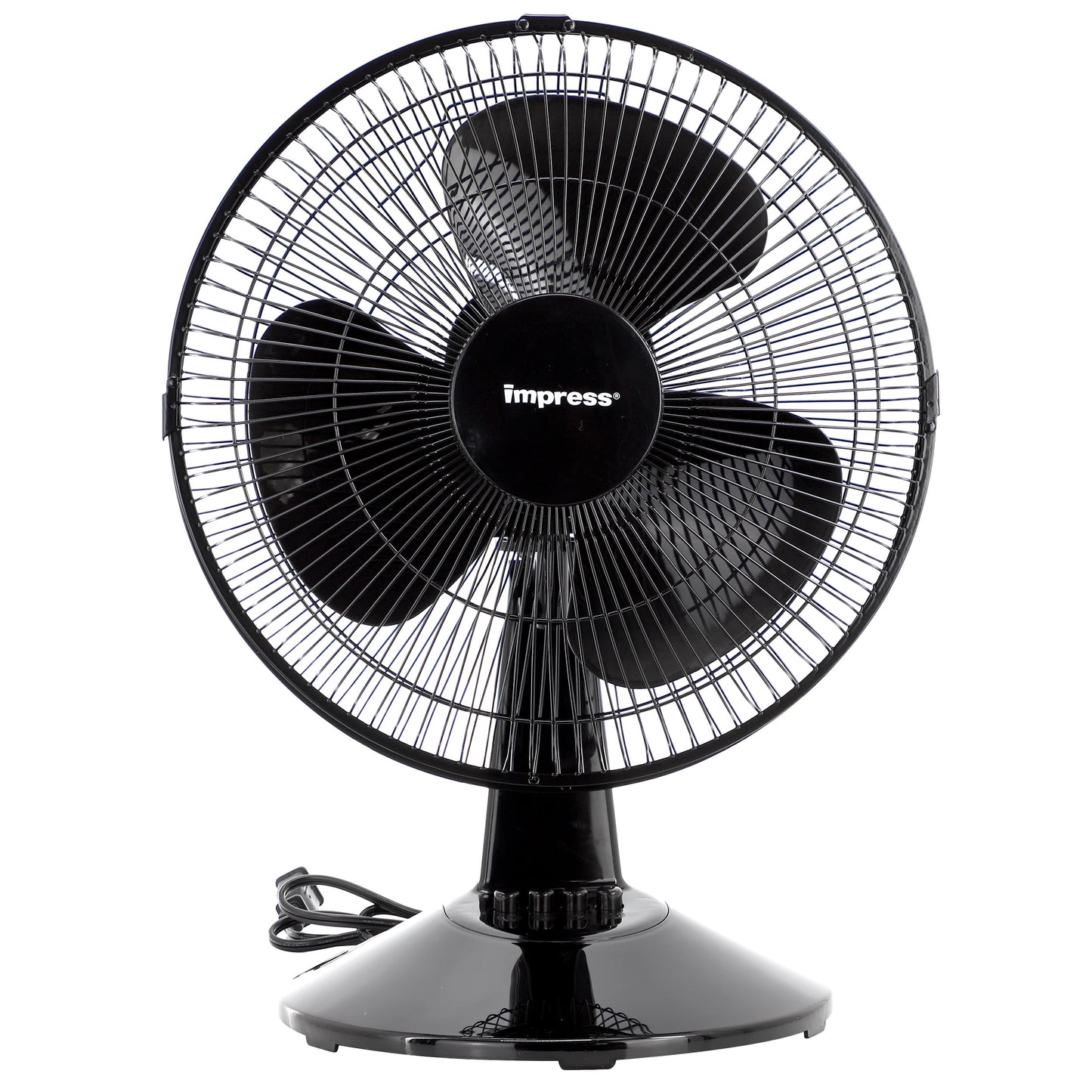 Impress 12 Inch 3 Speed Oscillating Table Fan in Black