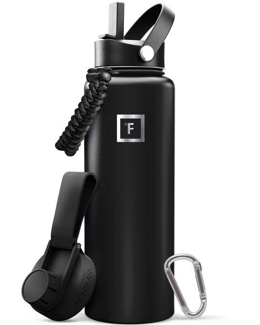 Iron Flask 40 oz Midnight Black Stainless Steel Water Bottle