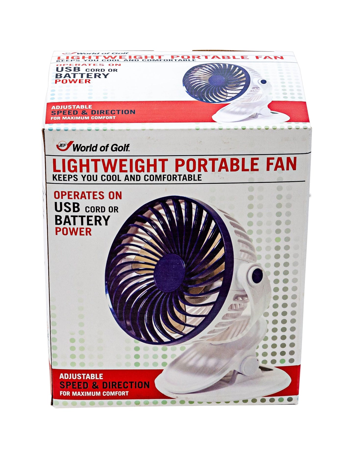 JEF World of Golf Portable Mini Battery Golf Cart Table Fan with Clip