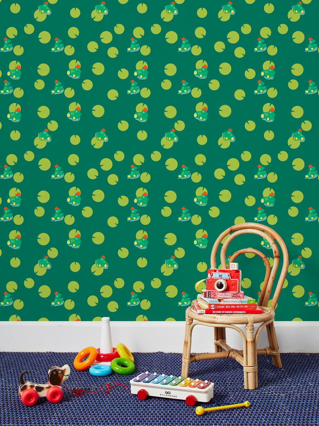 Jolly Jumper and Lily Removable Vinyl Wallpaper By Fisher-Price - Green
