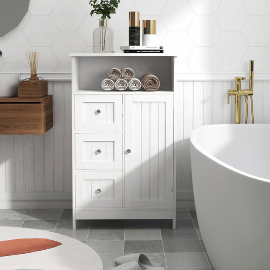 Jopath Bathroom Floor Cabinet, Free Standing Storage Cabinet With 3 Drawers And 1 Door For Home Living Room Office