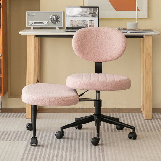 Jopath Cross Legged Office Chair with Wheels, Criss Cross Desk Chair with Lumbar Support and Adjustable Stool for Meditation and ADHD Pink