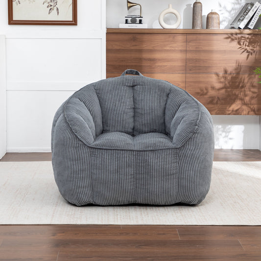 Jopath Giant Bean Bag Chair Sofa for Adults Teens,Comfy Corduroy Large Bean Bag Chairs with Fillings,High Elasticity Lazy Sofa for Bedroom Living Room,Dark Gray