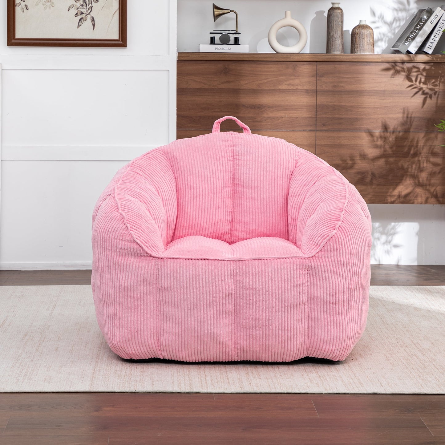 Jopath Giant Bean Bag Chair Sofa for Adults Teens,Comfy Corduroy Large Bean Bag Chairs with Fillings,High Elasticity Lazy Sofa for Bedroom Living Room,Beige