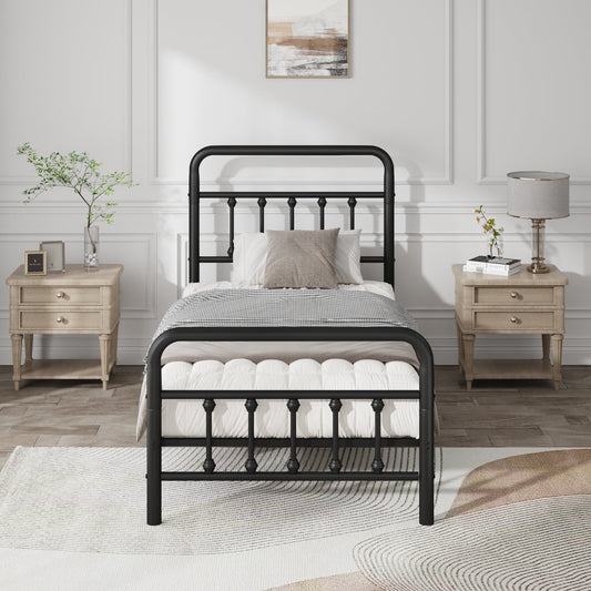 Jopath Queen Size Metal Bed Frame, Platform Bed with Headboard Structurally Stable Under Bed Storage for Teens Adults Black