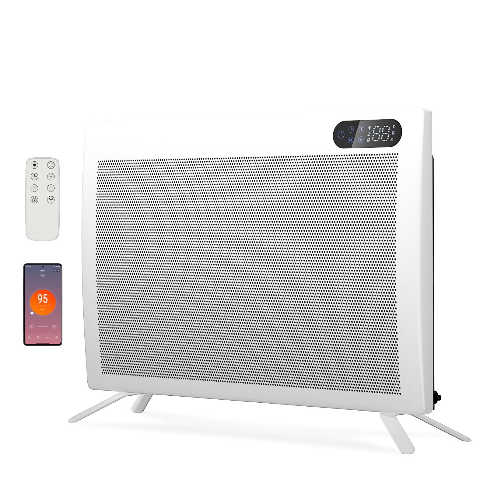 Joreek 1500W Convection Panel Heater Under Desk Freestanding Wall Mountable Quiet Infrared Space Heater Energy Efficient Smart WiFi App
