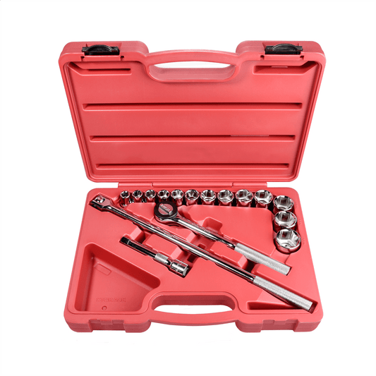 K-Tool 23000 16-pc 1/2" Drive 6pt Fractional SAE Shallow/ Short Socket Set