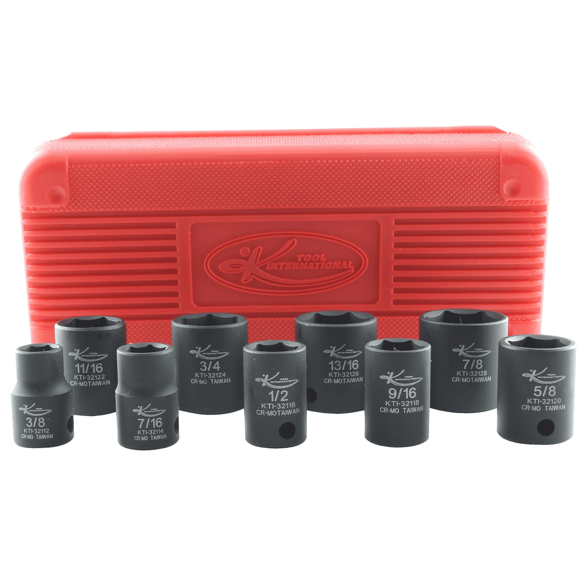 K-Tool 32100 9 Piece 3/8" Drive Standard Short Impact Socket Set