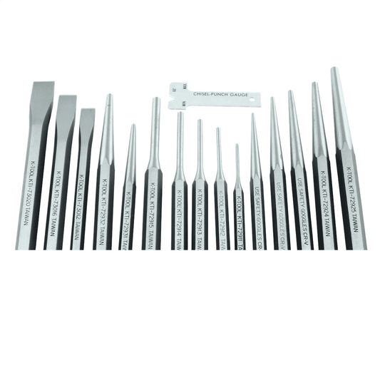 K-Tool 72901K 15-pc Punch & Chisel Set (In Kit Bag)