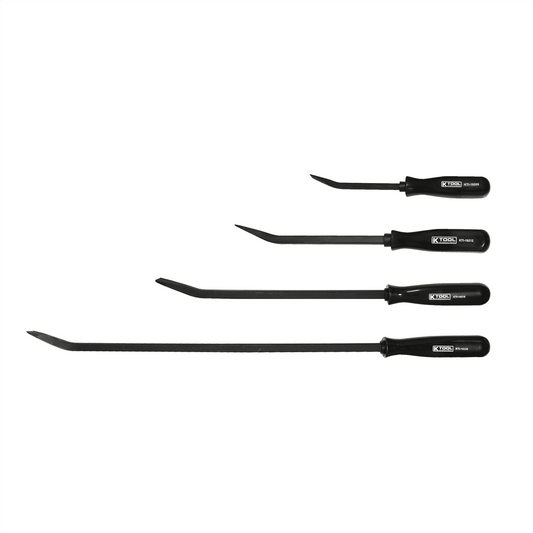 K Tool International Pry Bar Set Bent End 4 Piece w/ Black Square Handle