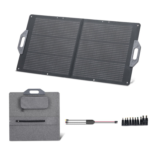 KFFKFF 100W Foldable Solar Panel, Portable Monocrystalline Charger with MC4, USB-A, Type-C & DC Ports, IP65 Waterproof Design for Outdoor Use, Power Stations, Camping, and Hiking