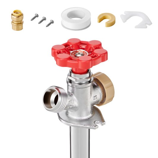 KFFKFF 12" Frost-Proof Outdoor Faucet with Anti-Siphon and Backflow Prevention, 1/2" Push-to-Fit Connector x 3/4" Hose Bibb, Lead-Free Spigot for PEX, Copper, and CPVC Pipes