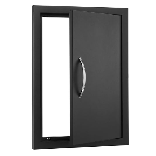KFFKFF 16W x 22H Inch Single Outdoor Kitchen Access Door, Stainless Steel Flush Mount Door with Handle, Vertical Wall Door for BBQ Island, Grilling Station, and Outdoor Cabinet