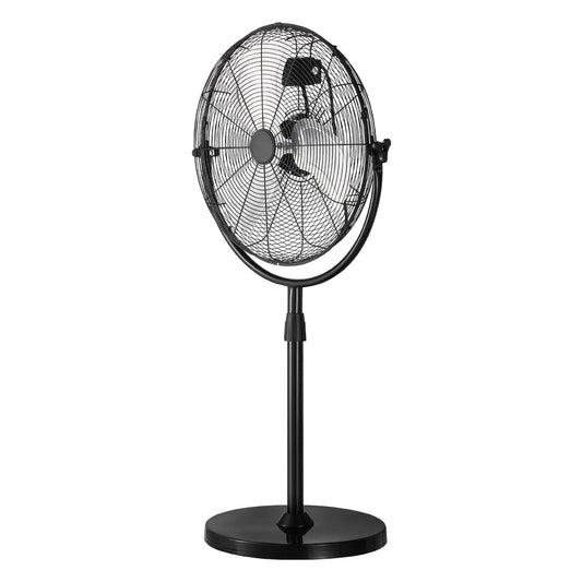 KFFKFF 18-Inch Industrial Pedestal Fan with Adjustable Height, Floor Fan with 3 Speed Settings, Powerful Airflow for Warehouses, Garages, Commercial and Residential Spaces, Black