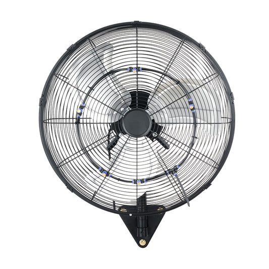 KFFKFF 20-Inch Wall-Mounted Fan with Oscillation, Misting, Remote Control, IP44 Rating, 3 Speeds, 18-Hour Timer, and Temperature Adjustment for Industrial, Commercial, Garage, Workshop, or Gym Use