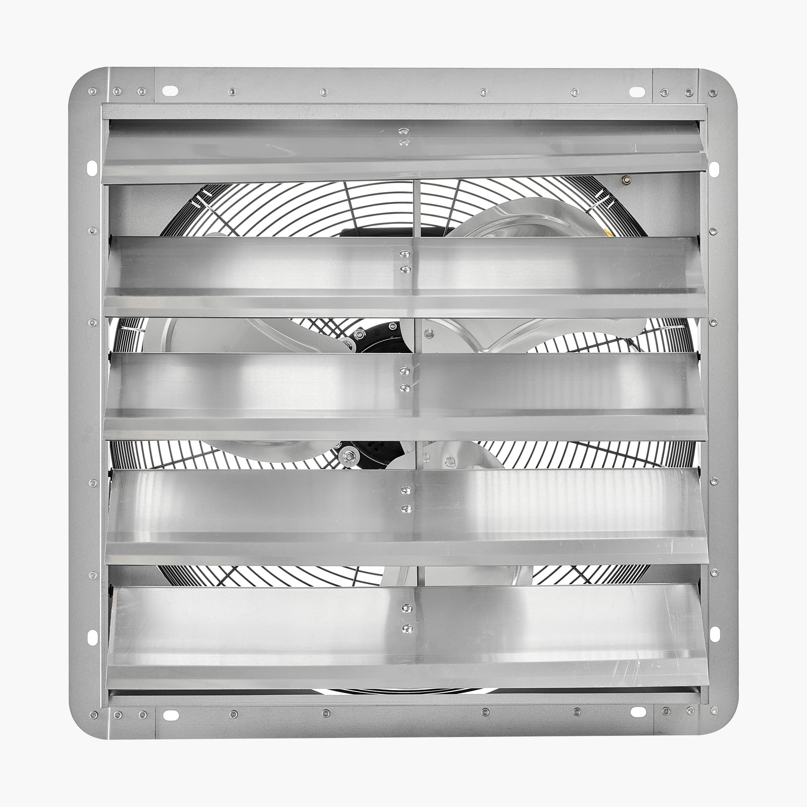 KFFKFF 20-Inch Wall-Mounted Shutter Exhaust Fan, Durable Steel Build, 3000 CFM Airflow, Quiet Operation for Ventilation in Sheds, Garages, and Greenhouses, Silver
