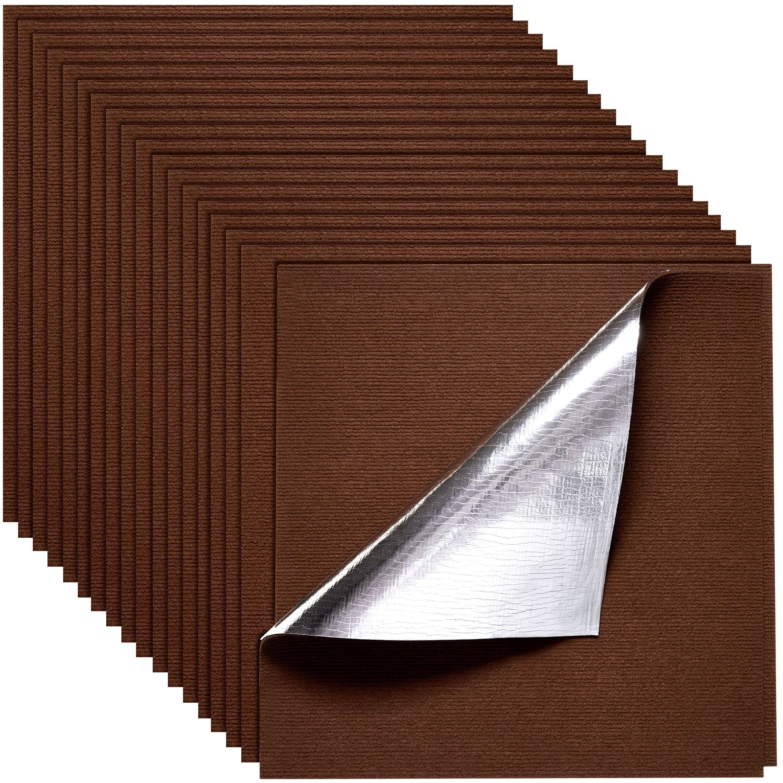 KFFKFF 24x24 inch Carpet Tiles, 20-Pack Peel and Stick Squares, Self-Adhesive Flooring for Seamless Coverage of 80 sq.ft, Ideal for DIY Replacement in Living Rooms and Offices, Dark Brown